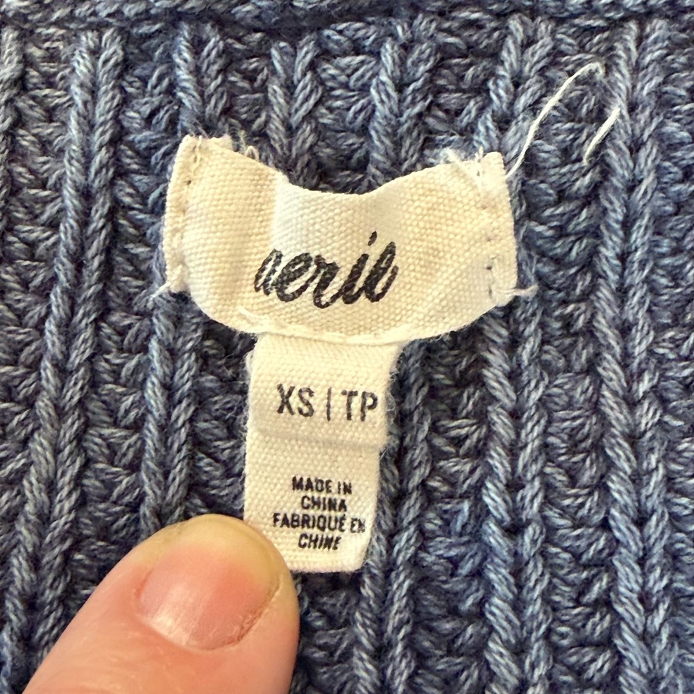Aerie Sweater Womens  Blue V-neck  Knit Pullover Cozy Winter Lounge fit xs‎ to S - Picture 3 of 7
